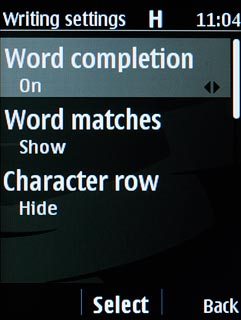 Scroll to Word completion and press the Navigation key.