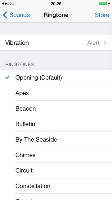 Once you've found a ring tone you like, press Sounds.