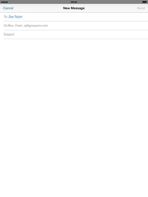 Press Subject and key in a subject for the email message.