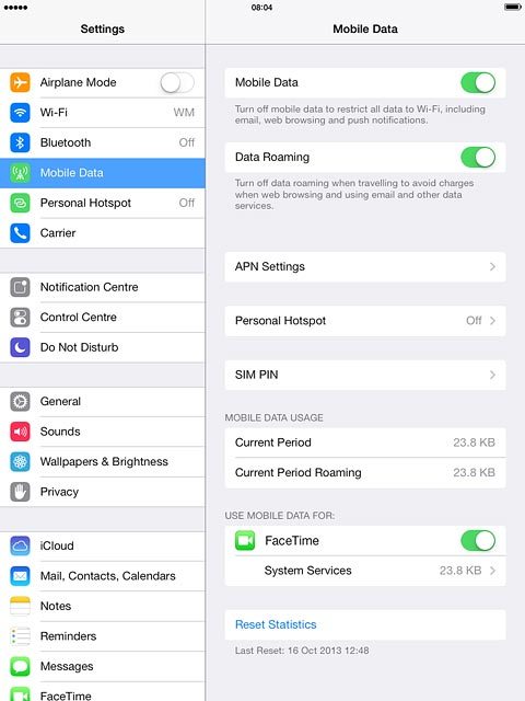 Press Mobile Data.