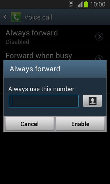 Key in (prefix) 5 (your phone number) and press Enable.