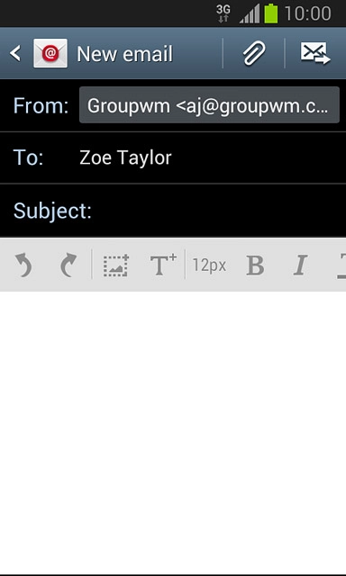 Press Subject and key in a subject for the email message.