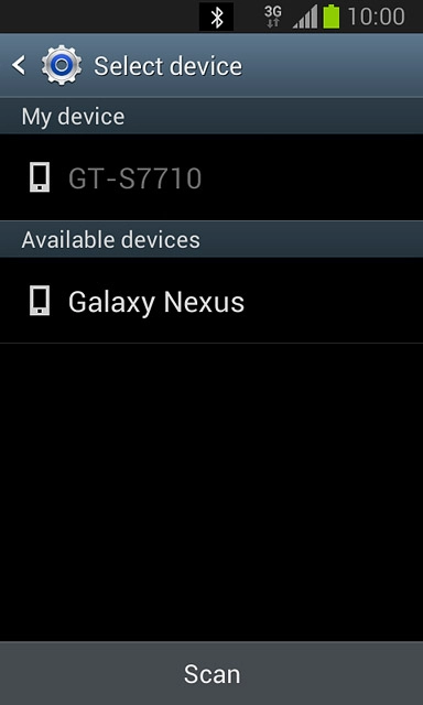 Your phone now searches for devices and after a moment, a list of Bluetooth devices within range is displayed.Press the required Bluetooth device.The file is sent.