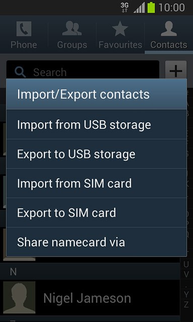 Press Import from SIM card.