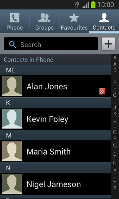 Press the Contacts tab.