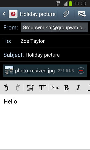 Press the send icon when you've finished your email message.