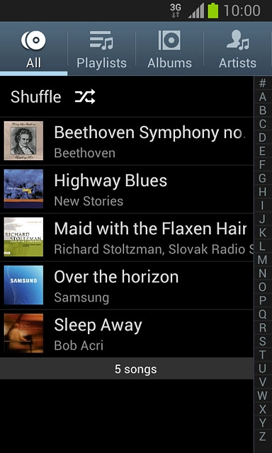 Press the required audio file.
