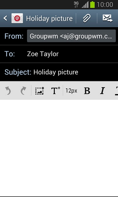 Press the text input field and write the required text.