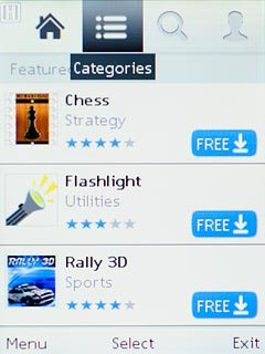 Scroll to Categories and press the Navigation key.Go to the required subcategory.