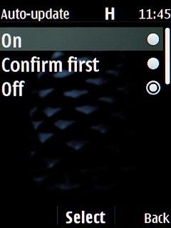 Scroll to On and press the Navigation key.