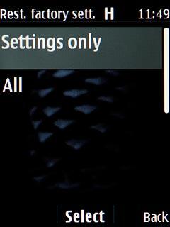 Highlight Settings only or All and press the Navigation key.