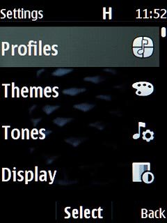 Scroll to Profiles and press the Navigation key.