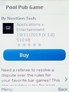 To buy an app:Scroll to Buy  and press the Navigation key.