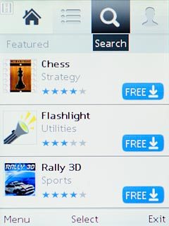 To search by name:Scroll to the search icon and press the Navigation key.