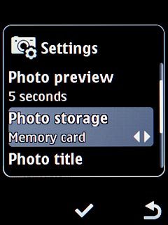 Scroll to Photo storage and press the Navigation key.