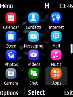 Scroll to Apps and press the Navigation key.Go to the required folder.
