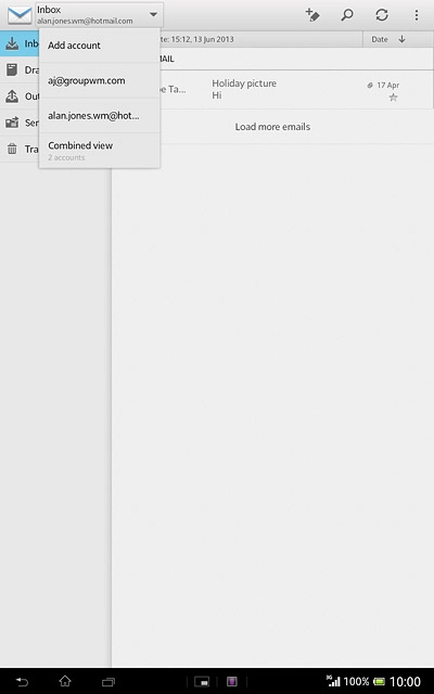 Press the required email account.