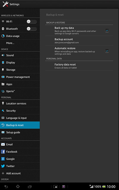 Press Backup & reset.