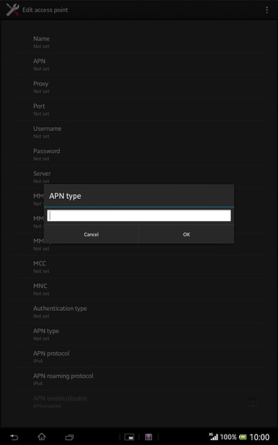 Key in default and press OK.