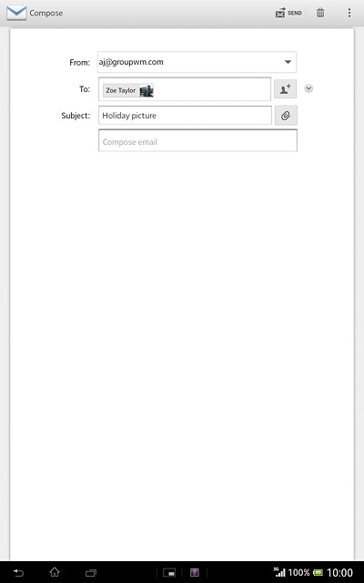 Press the text input field.Write the text for your email message.