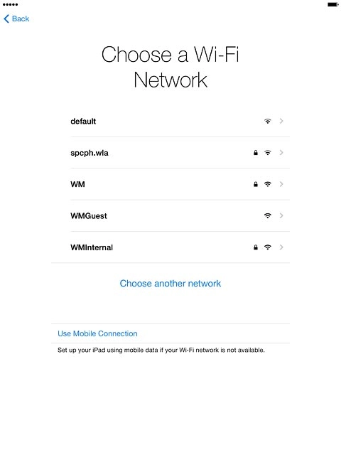To activate your tablet using Wi-Fi:Press the required Wi-Fi network or Choose another network.Follow the instructions on the display to connect to the required Wi-Fi network.