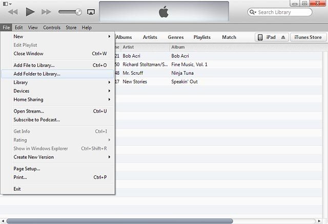To add a folder:Click Add Folder to Library....