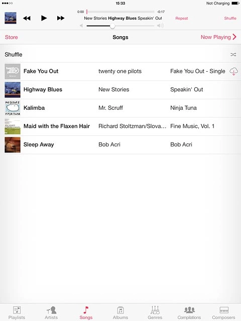 Press the required category.Go to the required audio file or playlist.