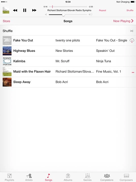 Press Repeat, Repeat Song or Repeat All (depending on the current setting).