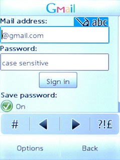 Press Mail address and key in your email address (such as name@provider.com).