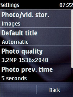Press Back twice to return to the camera.