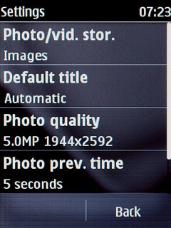 Press Back twice to return to the camera.