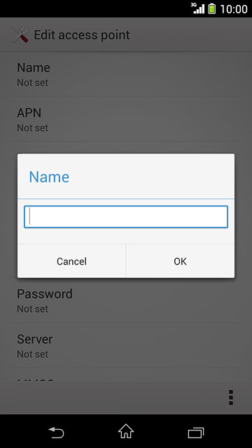 Key in Vodafone Internet and press OK.