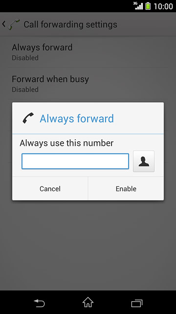 Key in (prefix) 5 (your phone number) and press Enable.