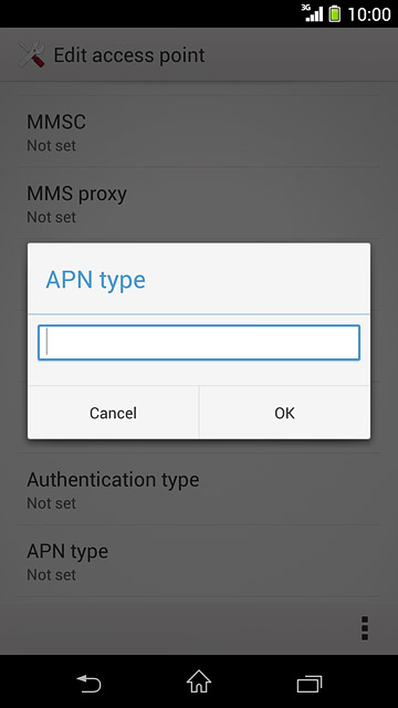 Key in default and press OK.