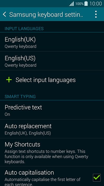 Press Predictive text.