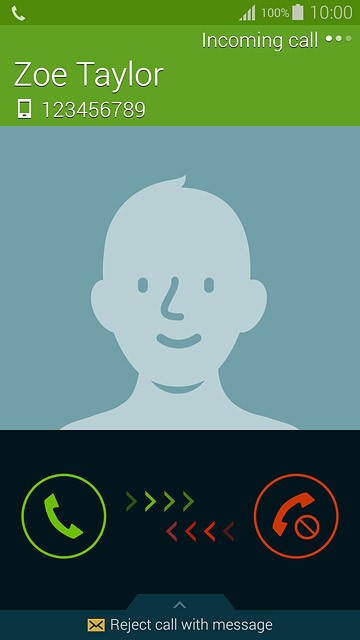 Press and drag the reject call icon left.