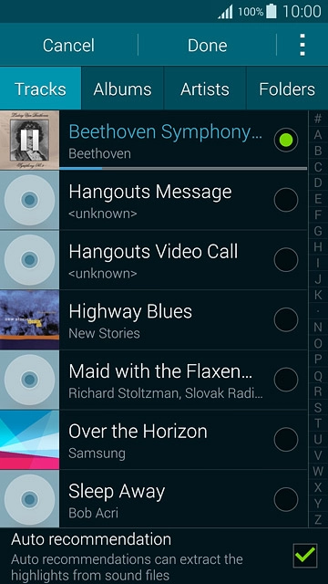 Once you've found a ring tone you like, press Done.