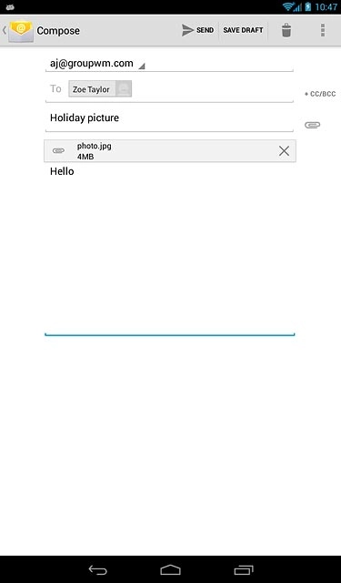 Press SEND when you've finished your email message.