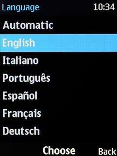 Highlight the required language and press the Navigation key.