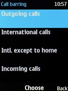 Highlight one of the following options:Outgoing calls