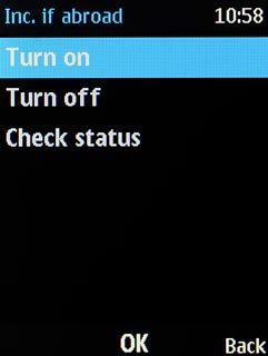 Highlight Turn on or Turn off and press the Navigation key.