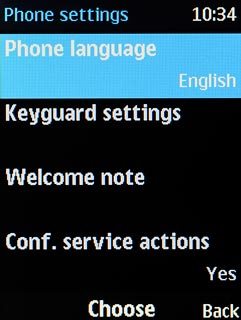Scroll to Phone language and press the Navigation key.