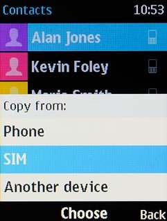 Scroll to SIM and press the Navigation key.