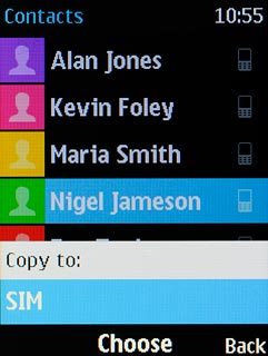 Scroll to SIM and press the Navigation key.