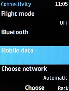 Scroll to Mobile data and press the Navigation key.