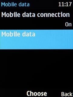 Scroll to Mobile data and press the Navigation key.
