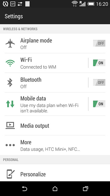 Press Mobile data.