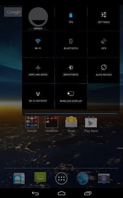 Slide your finger downwards starting from the top right side of the display.Press SETTINGS.