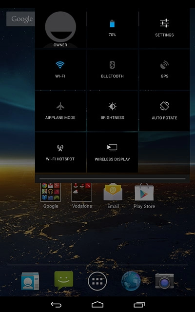 Slide your finger downwards starting from the top right side of the display.Press SETTINGS.