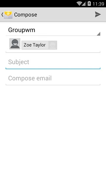 Press Subject and key in a subject for the email message.